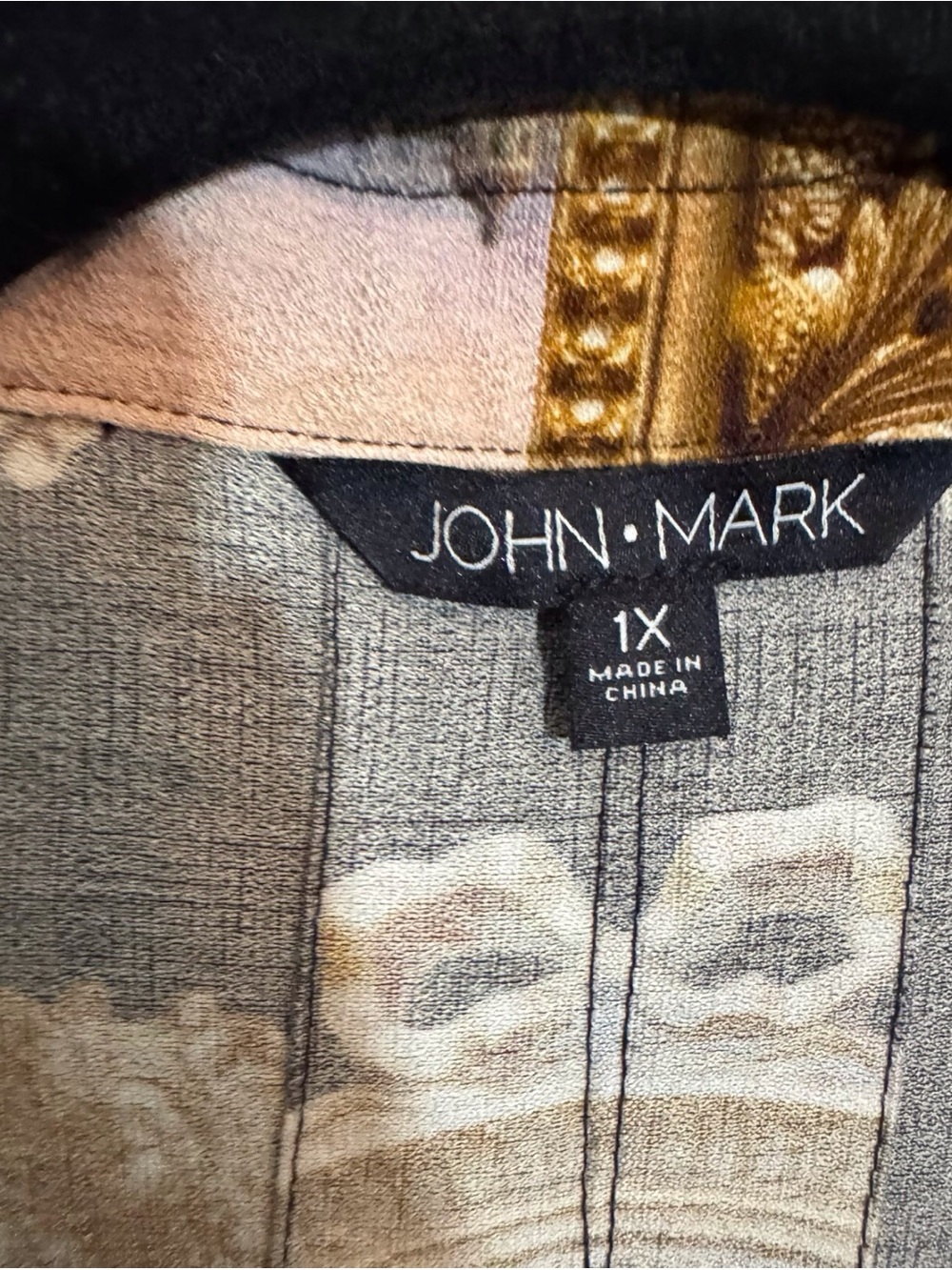 John Mark Size 1X Museum Artwork Button Up Top Art Floral Framed Artists - Picture 8 of 8